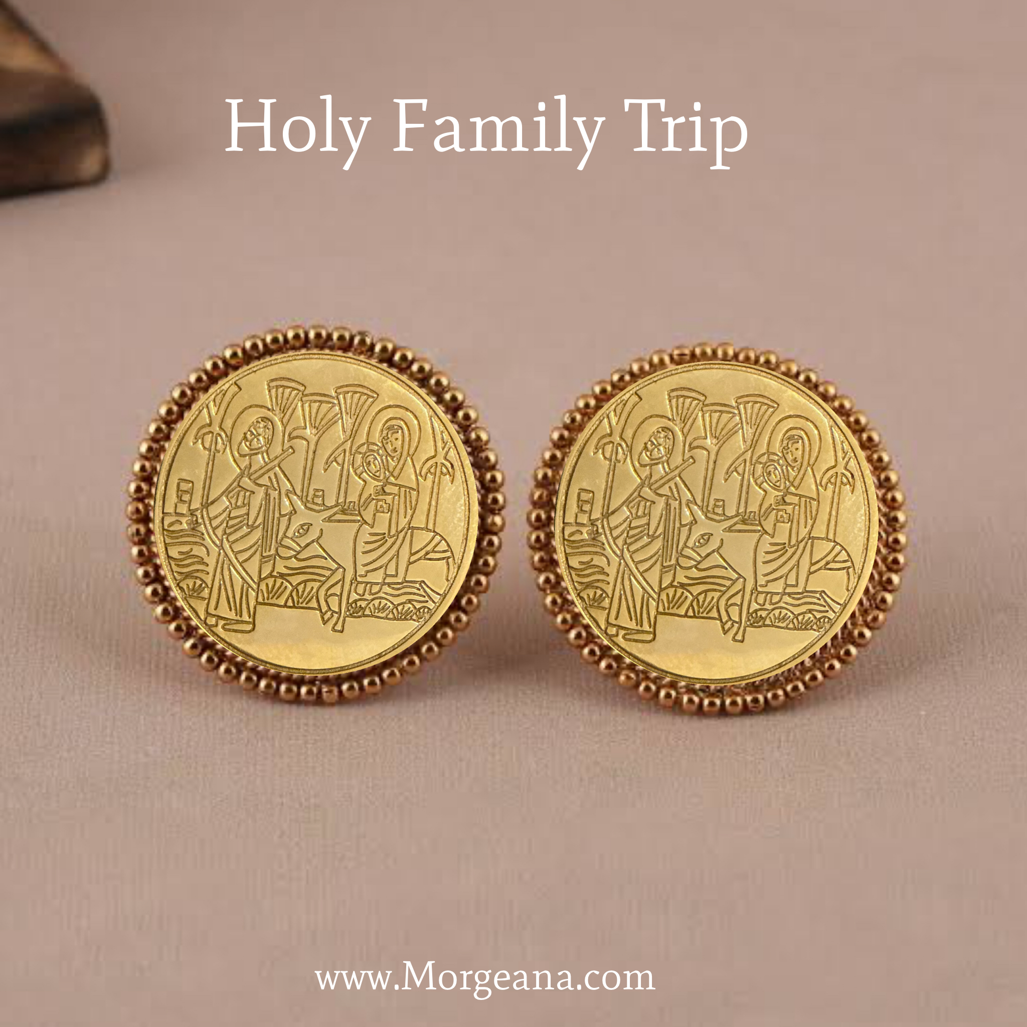 Holy Family Gold Earrings