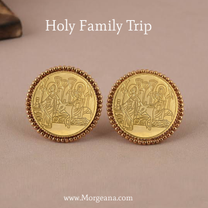 Holy Family Gold Earrings